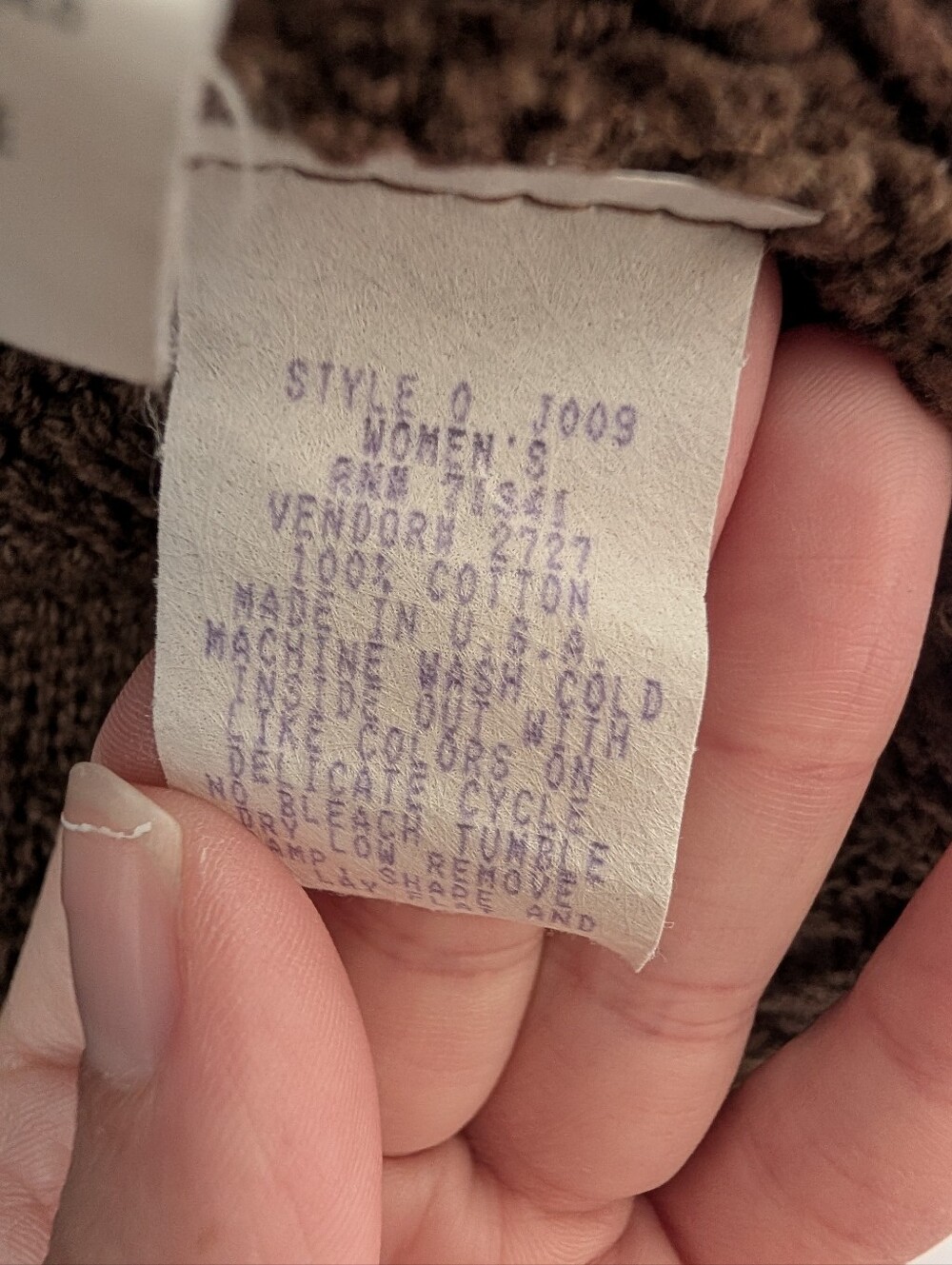 Vintage L.L.Bean Made USA Brown Cotton Cable Knit Cardigan Sweater M Cozy Autumn - Picture 4 of 8